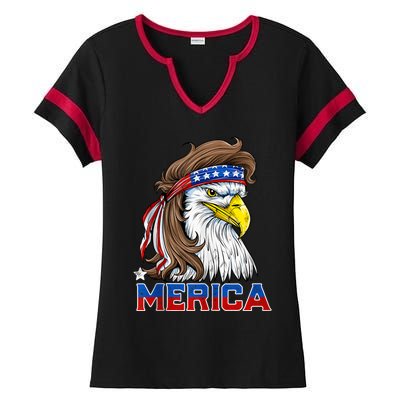 Merica Eagle Mullet 4th Of July Men Women American Flag USA Ladies Halftime Notch Neck Tee