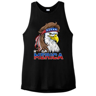 Merica Eagle Mullet 4th Of July Men Women American Flag USA Ladies PosiCharge Tri-Blend Wicking Tank