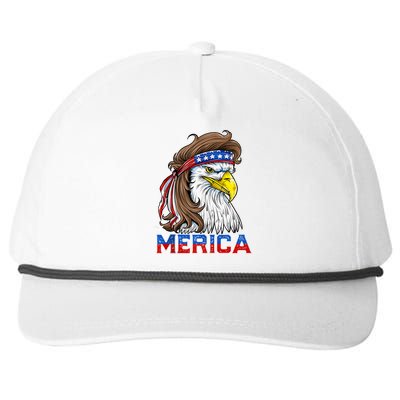 Merica Eagle Mullet 4th Of July Men Women American Flag USA Snapback Five-Panel Rope Hat