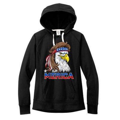 Merica Eagle Mullet 4th Of July Men Women American Flag USA Women's Fleece Hoodie