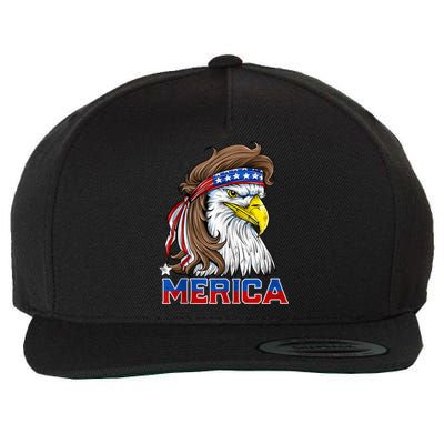 Merica Eagle Mullet 4th Of July Men Women American Flag USA Wool Snapback Cap