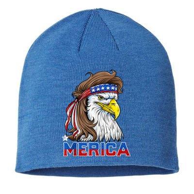 Merica Eagle Mullet 4th Of July Men Women American Flag USA Sustainable Beanie