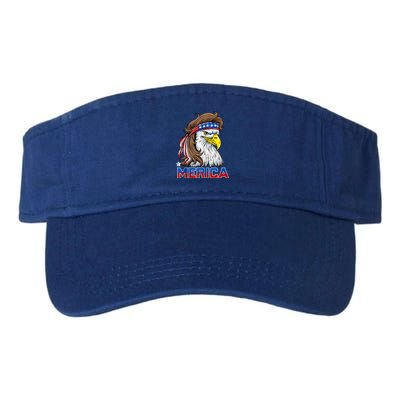 Merica Eagle Mullet 4th Of July Men Women American Flag USA Valucap Bio-Washed Visor