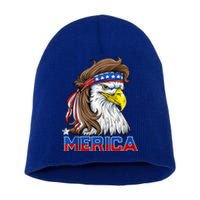 Merica Eagle Mullet 4th Of July Men Women American Flag USA Short Acrylic Beanie