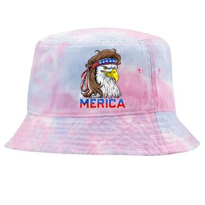 Merica Eagle Mullet 4th Of July Men Women American Flag USA Tie-Dyed Bucket Hat