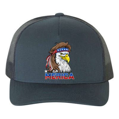 Merica Eagle Mullet 4th Of July Men Women American Flag USA Yupoong Adult 5-Panel Trucker Hat