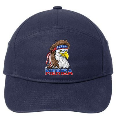 Merica Eagle Mullet 4th Of July Men Women American Flag USA 7-Panel Snapback Hat