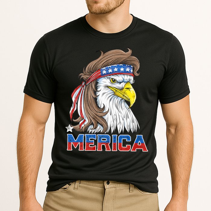 Merica Eagle Mullet 4th Of July American Flag Usa Cooling Performance Crew T-Shirt