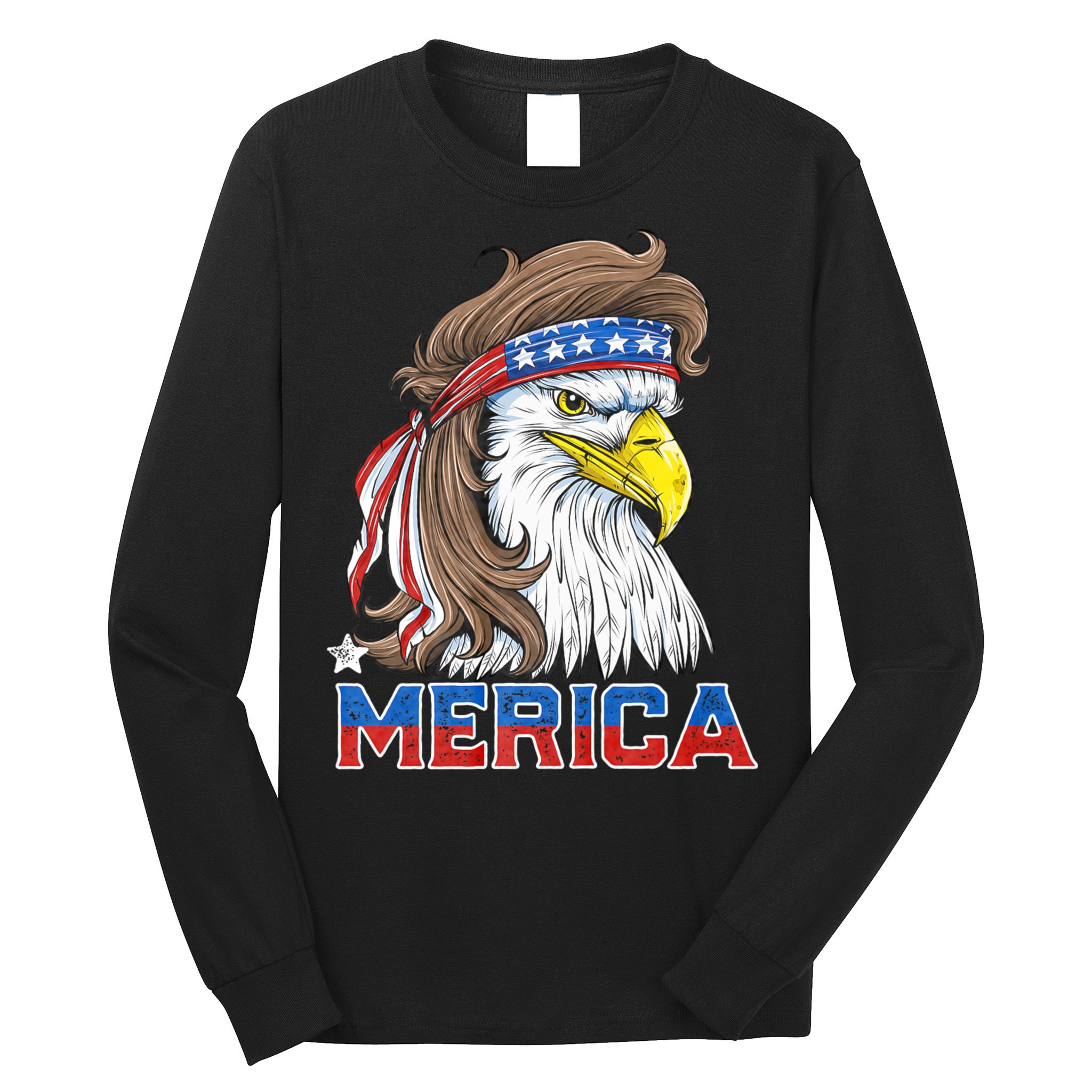 Merica Eagle Mullet 4th Of July American Flag Usa Long Sleeve Shirt