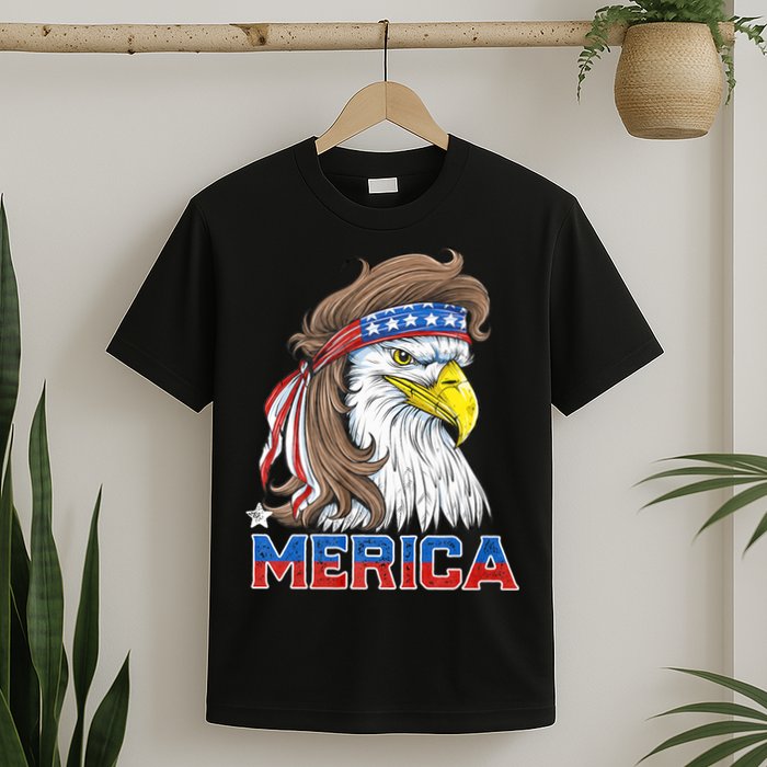 Merica Eagle Mullet 4th Of July American Flag Usa T-Shirt