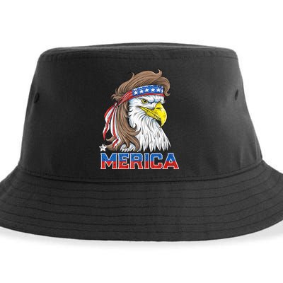 Merica Eagle Mullet 4th Of July American Flag Usa Sustainable Bucket Hat