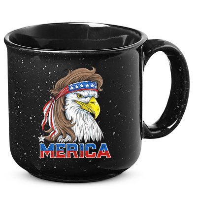 Merica Eagle Mullet 4th Of July American Flag Usa 15oz Campfire Ceramic Mug