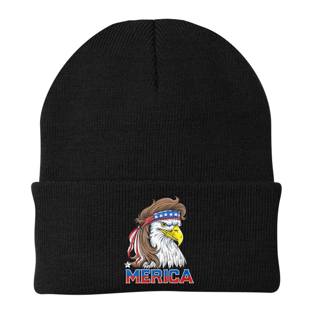 Merica Eagle Mullet 4th Of July American Flag Usa Beanie