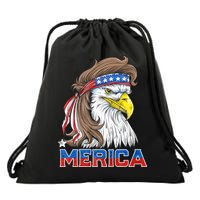 Merica Eagle Mullet 4th Of July American Flag Usa Drawstring Bag