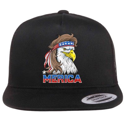 Merica Eagle Mullet 4th Of July American Flag Usa Flatbill Hat