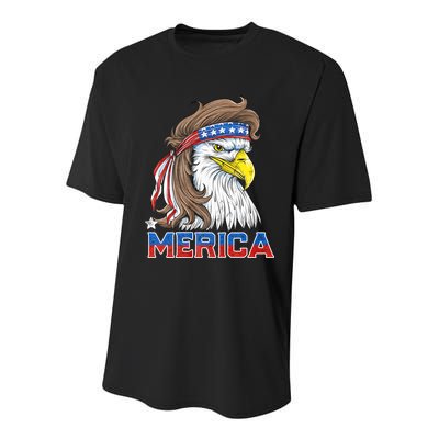 Merica Eagle Mullet 4th Of July American Flag Usa Youth Performance Sprint T-Shirt