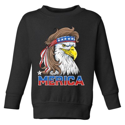 Merica Eagle Mullet 4th Of July American Flag Usa Toddler Sweatshirt