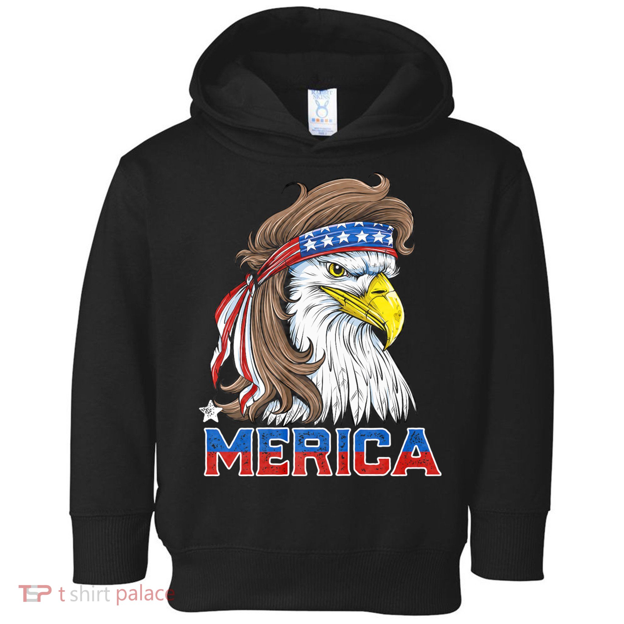 Merica Eagle Mullet 4th Of July American Flag Usa Toddler Hoodie