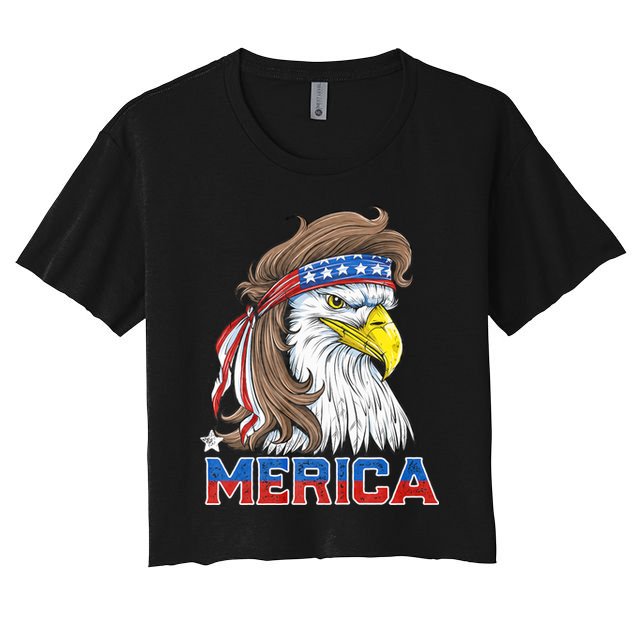 Merica Eagle Mullet 4th Of July American Flag Usa Crop Top