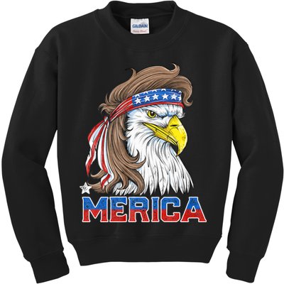 Merica Eagle Mullet 4th Of July American Flag Usa Kids Sweatshirt