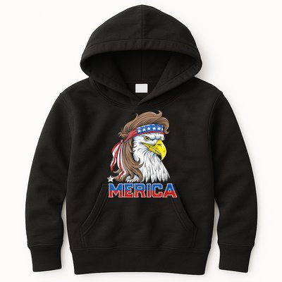 Merica Eagle Mullet 4th Of July American Flag Usa Kids Hoodie