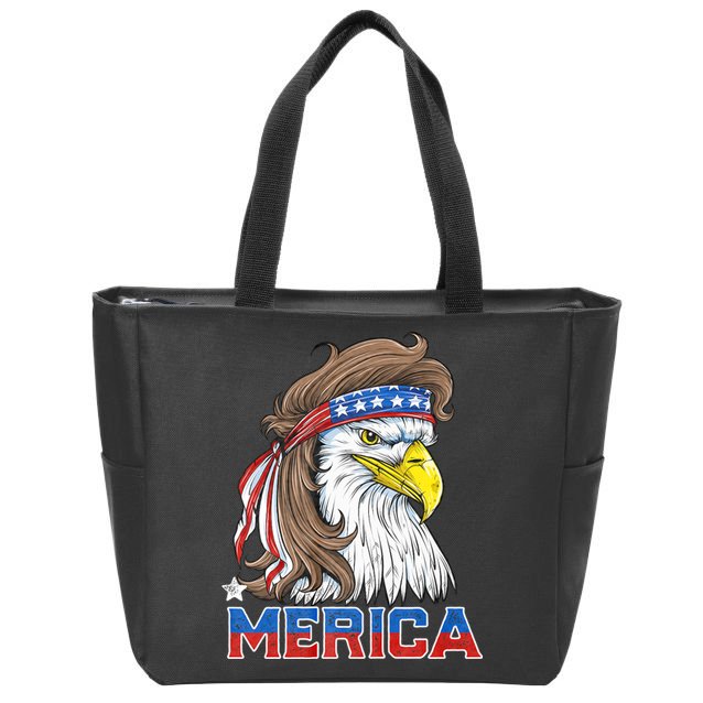 Merica Eagle Mullet 4th Of July American Flag Usa Zip Tote Bag