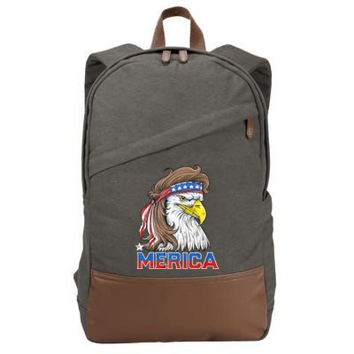 Merica Eagle Mullet 4th Of July American Flag Usa Cotton Canvas Backpack