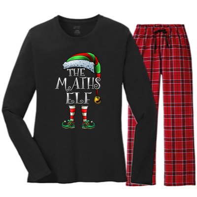 Maths Elf Matching Family Mathmatics Christmas Elf Women's Long Sleeve Flannel Pajama Set 