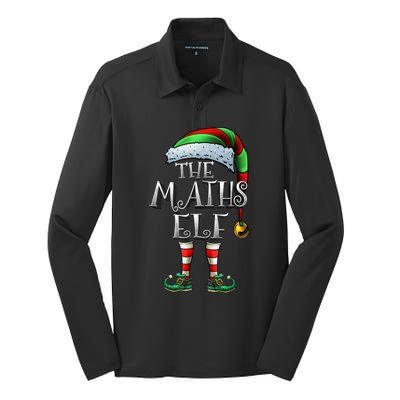 Maths Elf Matching Family Mathmatics Christmas Elf Silk Touch Performance Long Sleeve Polo