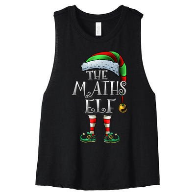 Maths Elf Matching Family Mathmatics Christmas Elf Women's Racerback Cropped Tank