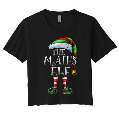 Maths Elf Matching Family Mathmatics Christmas Elf Women's Crop Top Tee