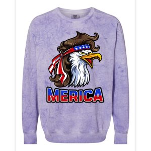 Merica Eagle Mullet 4th Of July American Flag Colorblast Crewneck Sweatshirt