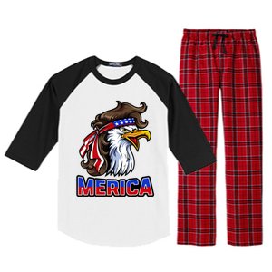 Merica Eagle Mullet 4th Of July American Flag Raglan Sleeve Pajama Set