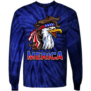 Merica Eagle Mullet 4th Of July American Flag Tie-Dye Long Sleeve Shirt