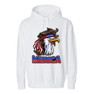 Merica Eagle Mullet 4th Of July American Flag Garment-Dyed Fleece Hoodie