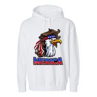 Merica Eagle Mullet 4th Of July American Flag Garment-Dyed Fleece Hoodie