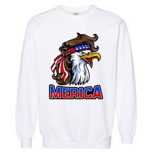 Merica Eagle Mullet 4th Of July American Flag Garment-Dyed Sweatshirt