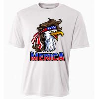 Merica Eagle Mullet 4th Of July American Flag Cooling Performance Crew T-Shirt