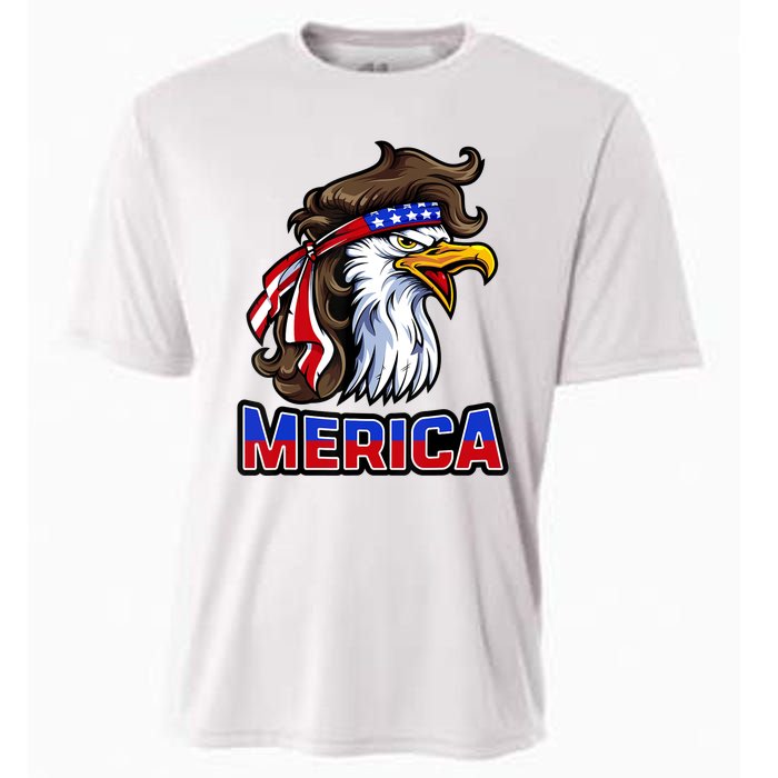 Merica Eagle Mullet 4th Of July American Flag Cooling Performance Crew T-Shirt