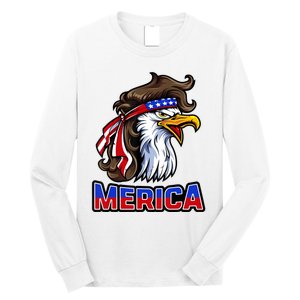 Merica Eagle Mullet 4th Of July American Flag Long Sleeve Shirt