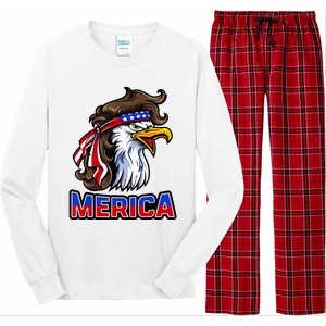 Merica Eagle Mullet 4th Of July American Flag Long Sleeve Pajama Set