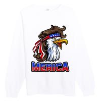 Merica Eagle Mullet 4th Of July American Flag Premium Crewneck Sweatshirt