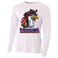 Merica Eagle Mullet 4th Of July American Flag Cooling Performance Long Sleeve Crew