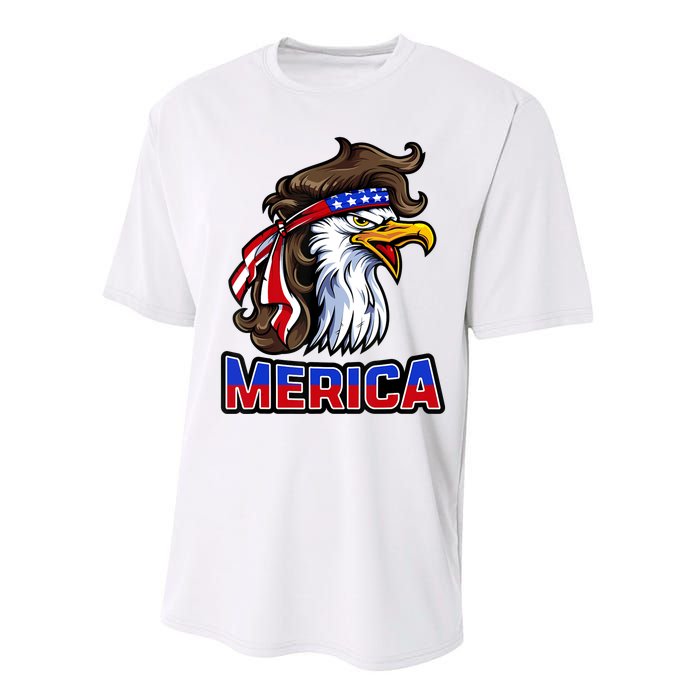 Merica Eagle Mullet 4th Of July American Flag Performance Sprint T-Shirt