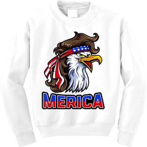 Merica Eagle Mullet 4th Of July American Flag Kids Sweatshirt