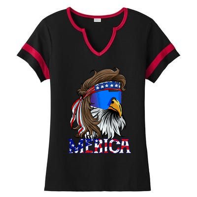 Merica Eagle Mullet Shirt American Flag USA Men 4th Of July Ladies Halftime Notch Neck Tee