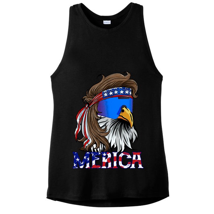 Merica Eagle Mullet Shirt American Flag USA Men 4th Of July Ladies PosiCharge Tri-Blend Wicking Tank