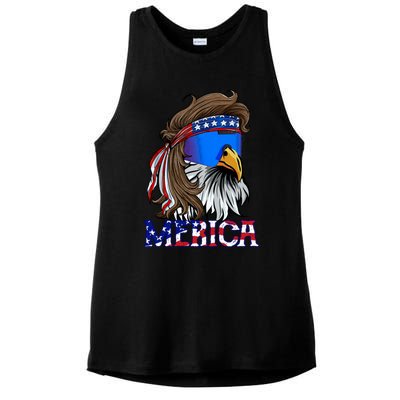 Merica Eagle Mullet Shirt American Flag USA Men 4th Of July Ladies PosiCharge Tri-Blend Wicking Tank