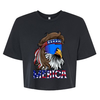 Merica Eagle Mullet Shirt American Flag USA Men 4th Of July Bella+Canvas Jersey Crop Tee