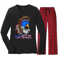 Merica Eagle Mullet Shirt American Flag USA Men 4th Of July Women's Long Sleeve Flannel Pajama Set 